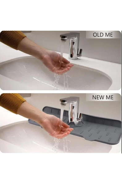 Tezgah Sıçrama Koruyucu Silikon Musluk Altı Mutfak Banyo Lavabo Akıtma Tahliye Ped Sabunluk Lavabo - 5