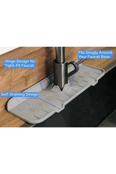 Tezgah Sıçrama Koruyucu Silikon Musluk Altı Mutfak Banyo Lavabo Akıtma Tahliye Ped Sabunluk Lavabo - 4