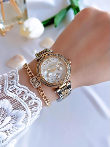 Essence İç Fonksiyonları Aktif Çelik Kordon Kararma Renk Atmaz Yapmaz Kadın Kol Saati BES6909FE.220 - Resim 2