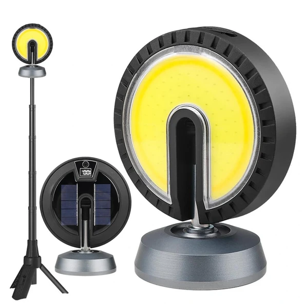 Powermaster Çalışma Lambası 25 Watt Usb Type-c Girişli Cob Led Solar Güneş Enerjili Dönebilen Kamp Aydınlatma Ayaklı - 6