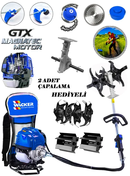 Wacker pro American Ergo Spx Motor Arazi Seti 20 Hp Sırt Tırpan + Toprak Eşeleme + Akrobat Çapa Aparatı