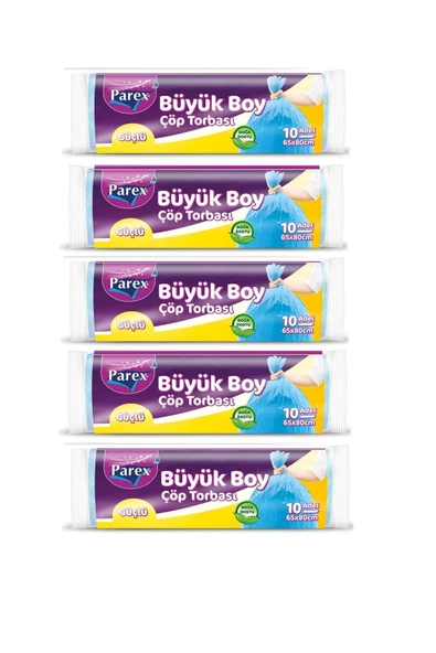 Parex Güçlü Çöp Torbası Büyük Boy 10'lu X5 Adet