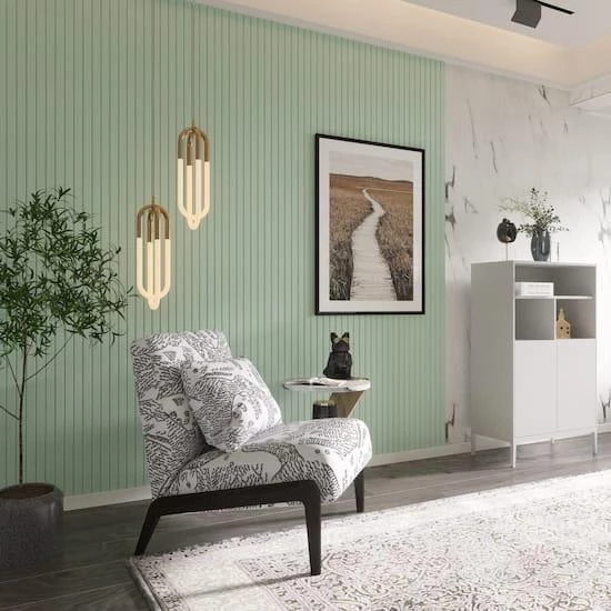 16x290cm 1 Adet ATC Ördek Başı Yeşil Prefabrik Ofis Konut Dekoratif PVC Kaplama Lambiri Duvar Paneli
