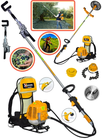 Wacker Pro Zusline TRX Benzinli Motorlu Sırt Tipi Tırpan Ot Çim Çalı Çayır Biçme Makinası + Hasat Toplama Aparatı Hediyeli