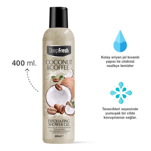 DeepFresh Arındırıcı Duş Jeli Hindistan Cevizi ve Kahve 400 ml - 2