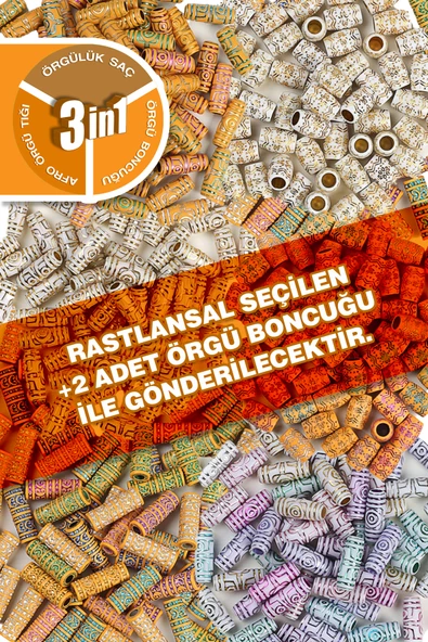 Afrika Zenci Örgüsü Rasta Ve Box Braid için Sentetik Saç + Afro Örgü Tığı + Örgü Boncuğu 3'lü Set - Resim 2