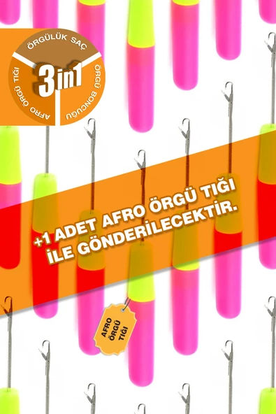 Afrika Zenci Örgüsü Rasta Ve Box Braid için Sentetik Saç + Afro Örgü Tığı + Örgü Boncuğu 3'lü Set - Resim 3