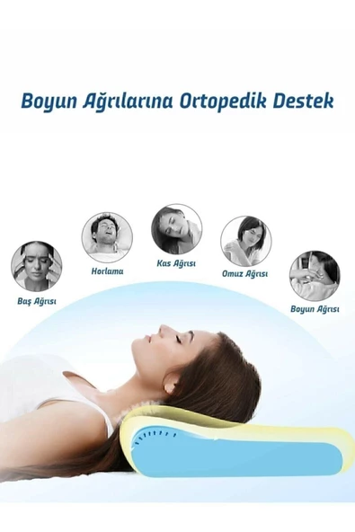 Ortopedik Visco Yastık Boyun Fıtığı Boyun Düzleşmesi Boyun Ağrısı Destekli Lüks Ortapedik Yastık - 5