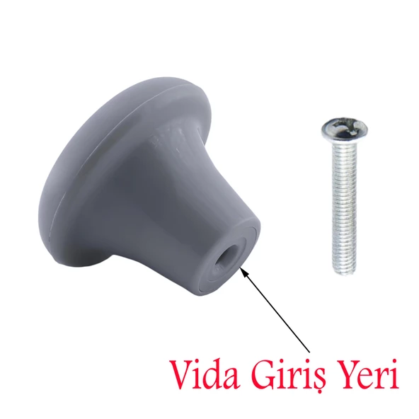 Mobilya Düğme Sert Plastik Gri Dolap Mutfak Dolabı Çekmece Dolap Kapak Kulpu Kulbu Kulp - Resim 2