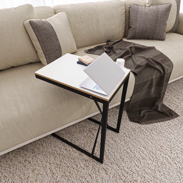 Eportatif C Sehpa Yan Sehpa Zigon Sehpa Beyaz 1411