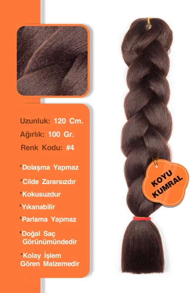 Afrika Zenci Örgüsü Rasta Ve Box Braid için Sentetik Saç - Koyu Kumral