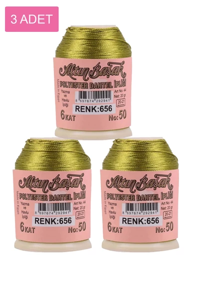 3 Adet Altınbaşak Oya ve Dantel İpi 20 gr - Royaleks - No: 656