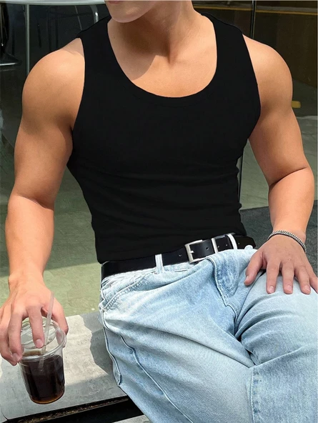 ERKEK FİTİLLİ KOLSUZ TİŞÖRT ATLET - 4