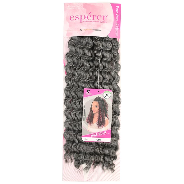 Nice Bulk Afro Su Dalgası Saç - Koyu Gri - 2