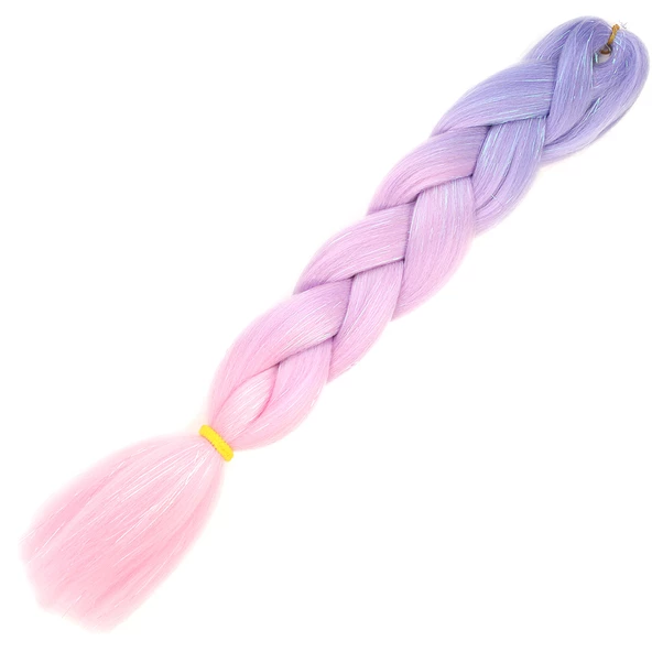 Simli Lila / Pembe / Şeker Pembesi Ombreli Örgülük Saç 100 Gr.