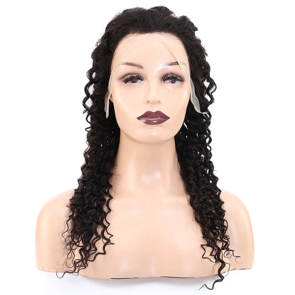 Afro Dalga Front Lace Gerçek Tül Peruk - Doğal - 60-65cm