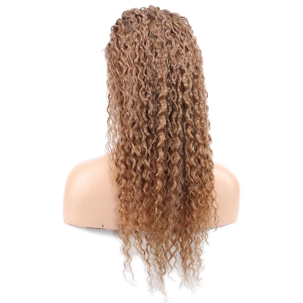 Afro Dalga Front Lace Gerçek Tül Peruk - Kumral - 60-65cm - 4