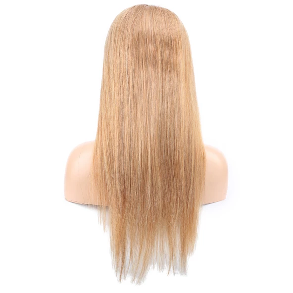 Düz Front Lace Gerçek Tül Peruk - Altın Karamel - 60-65cm - 4