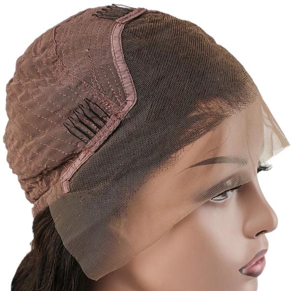 Gerçek Front Lace Tül Peruk - Düz - Koyu Kızıl 70-75cm - 5