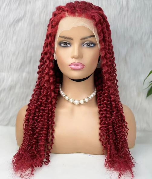 Gerçek Front Lace Tül Peruk - Kabarık Afro - Kızıl 70-75cm