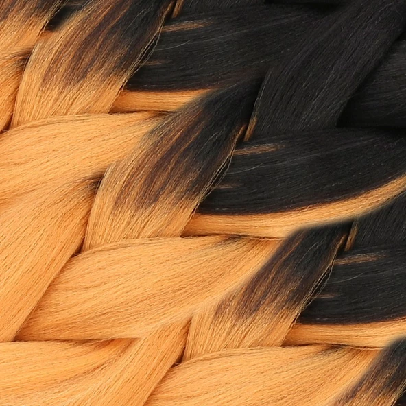 Afrika Örgülük Ombreli Sentetik Saç 100 Gr. - Siyah / Hardal Sarı - 2