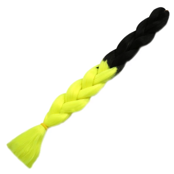 Afrika Örgülük Ombreli Sentetik Saç 100 Gr. - Siyah / Neon Sarı