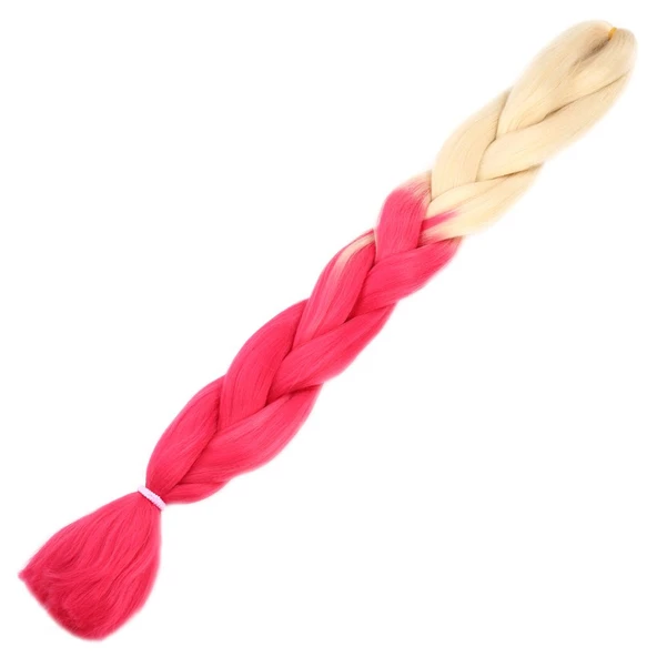 Afrika Örgülük Ombreli Sentetik Saç 100 Gr. - Platin / Pembe