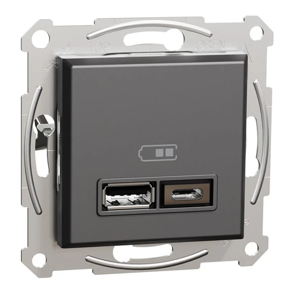 Asfora Antrasit Type-C+Usb Şarj Prizi 2.4 Amper Eph2700371 - 1