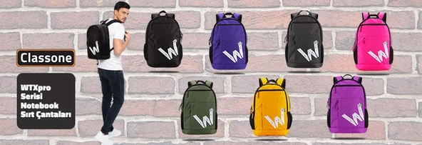 Classone BP-WTX100 Energy Serisi 15.6"Su Geçirmez Kumaş Laptop Notebook Sırt Çantası Siyah - Resim 10