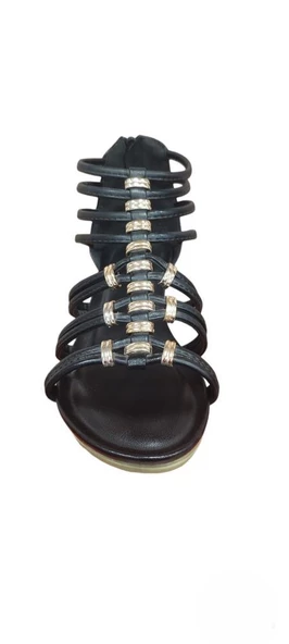 GUJA 126-1 ARKADAN FERMUARLI DOLGU TOPUK KADIN SANDALET - Resim 10