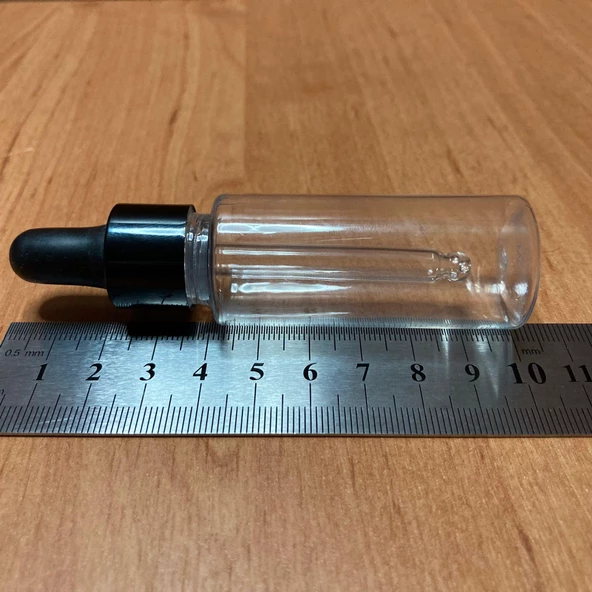 30 Ml Plastik Şeffaf Şişe Cam Damlalıklı  , Siyah Metal Kapaklı , 30 Cc Cam Damlalıklı PE Şişe x 10 Adet - 3