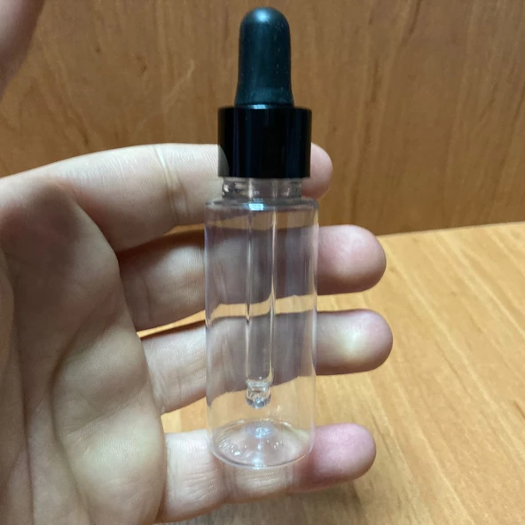 30 Ml Plastik Şeffaf Şişe Cam Damlalıklı  , Siyah Metal Kapaklı , 30 Cc Cam Damlalıklı PE Şişe x 10 Adet