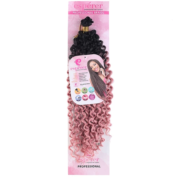 Afro Dalgası Saç - Siyah Gül Kurusu Ombreli - 2