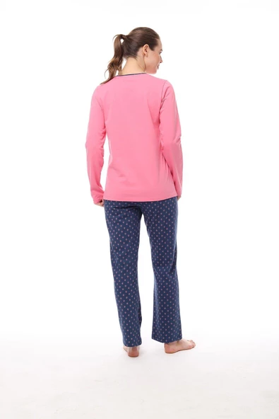 Pijadore 1538 Kadın Yaka Düğmeli Uzun Kollu Pijama Takım - 7