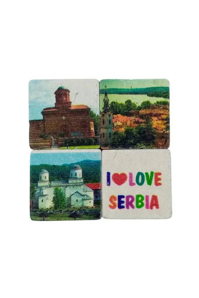 Sırbistan Temalı Dörtlü Taş Magnet - Resim 3