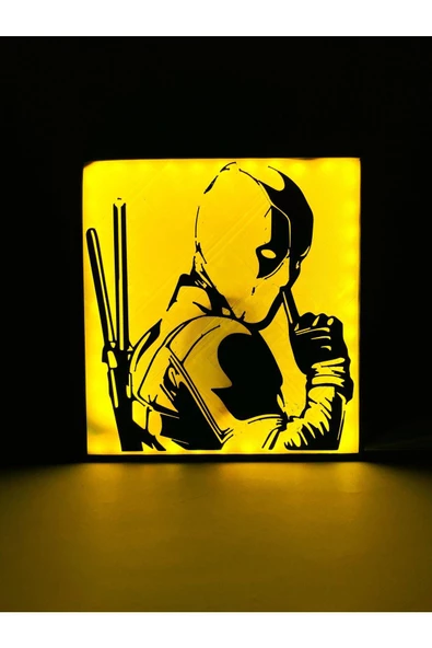 Deadpool - Rgb Led Işıklı 3 Boyutlu Tabela - 18.5Cm X 20Cm X 2Cm (Bluetooth Kontrollü)