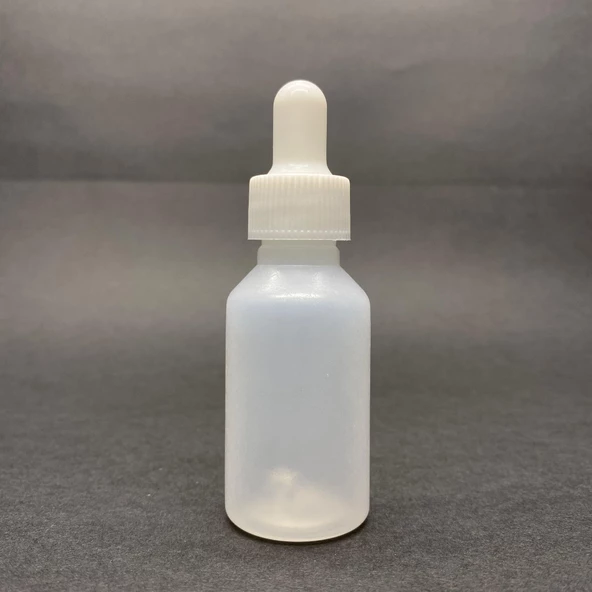 30 Ml Kısa Saydam Şişe Cam Damlalıklı  , Beyaz Plastik Kapaklı , 30 Cc Cam Damlalıklı PE Şişe x 10 Adet - Resim 2