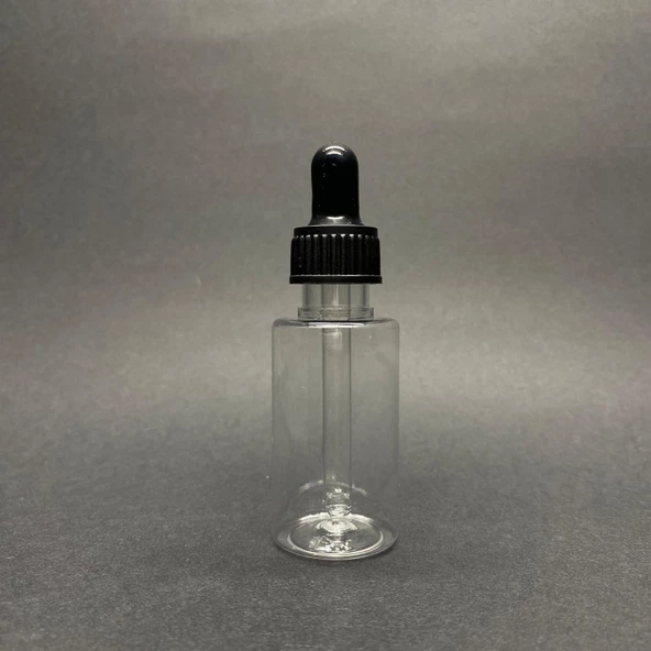 30 Ml Kısa Şeffaf Şişe Cam Damlalıklı  , Plastik Kapaklı , 30 Cc Cam Damlalıklı PE Şişe x 10 Adet - Resim 2