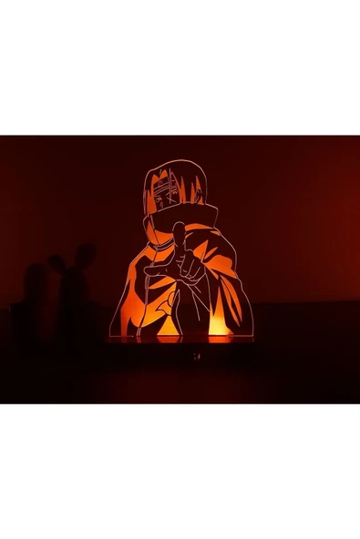 Naruto - Itachi Uchiha Kumandalı 16 Renk Rgb Led Dekoratif Anime 3D Masa Lambası