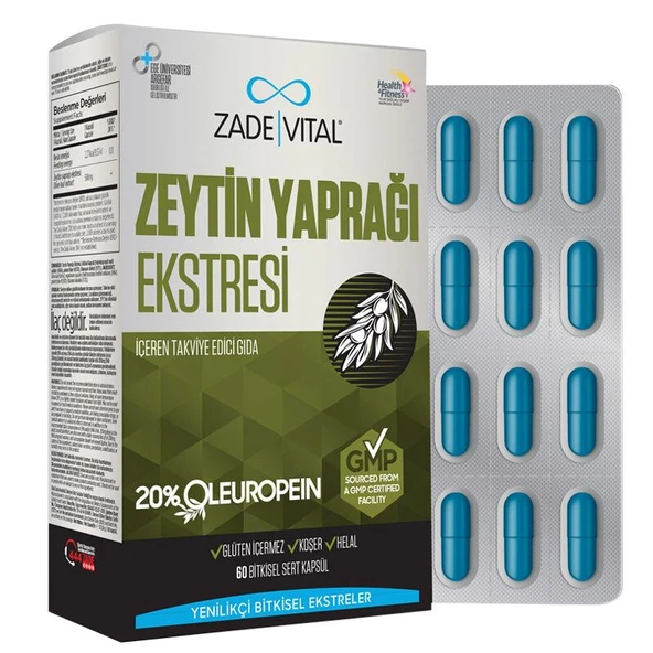 Zade Vital Zeytin Yaprağı Ekstresi 60 Kapsül - Diş Beyazlatıcı Köpük Hediye