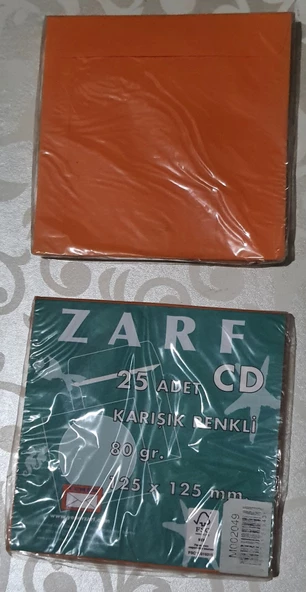 Cd Zarf Kare 125x125 80gr Turuncu 25lı