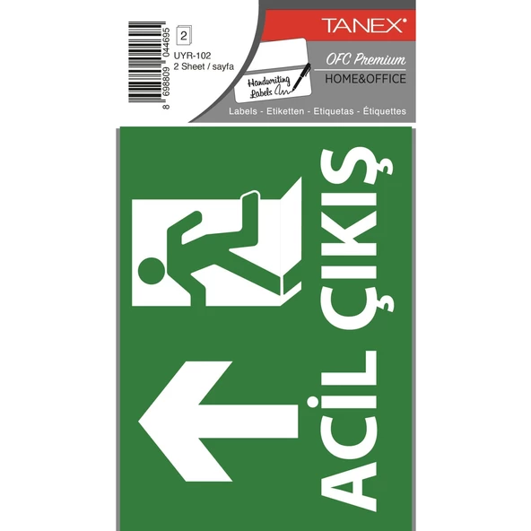 Tanex UYR-102 Acil Çıkış Uyarı Etiketi (Yukarıya)10 Cm X 15 Cm 2 Adet