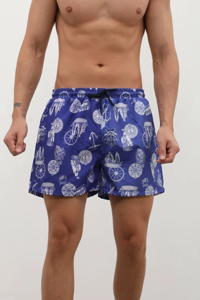 Erkek Cepli Fileli Pusula Deniz Şortu - 4