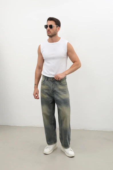 Erkek Skater Fit Jean Pantolon Tint Yeşil - 3