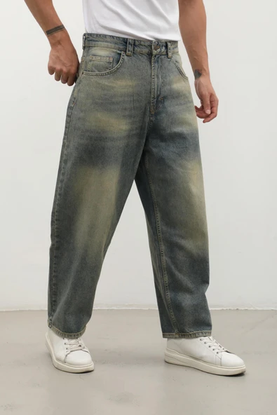 Erkek Skater Fit Jean Pantolon Tint Yeşil - 8