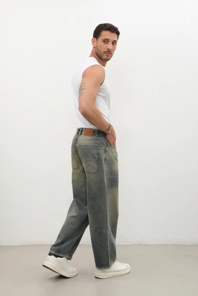 Erkek Skater Fit Jean Pantolon Tint Yeşil - 6