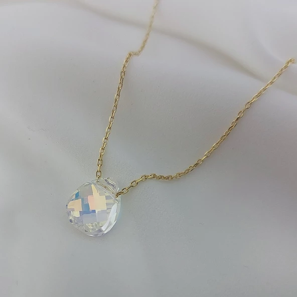 Vaoov 925 Ayar Gümüş Damla Şampanya Rengi Swarovski Taşlı Kolye - Resim 7