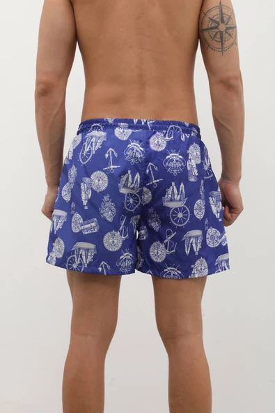 Erkek Cepli Fileli Pusula Deniz Şortu - 6