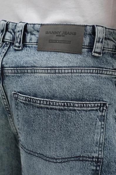 Erkek Skater Fit Jean Pantolon Buz Mavisi - Resim 7