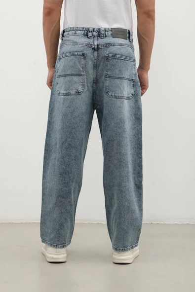 Erkek Skater Fit Jean Pantolon Buz Mavisi - 9